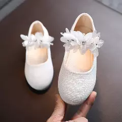 Baby & Young Girls Ivory Chiffon Petal Clear Heel Party Shoes | Lucys 10744