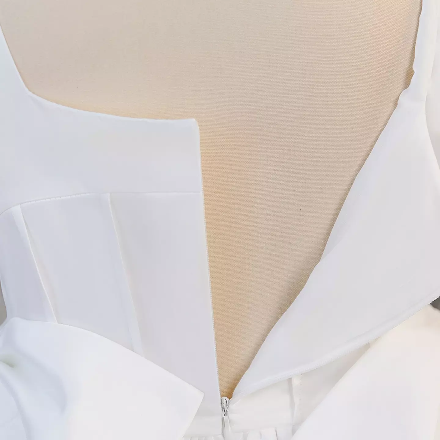 Guiomar White Satin Square Neck Bow Train Tea Length Communion Dress