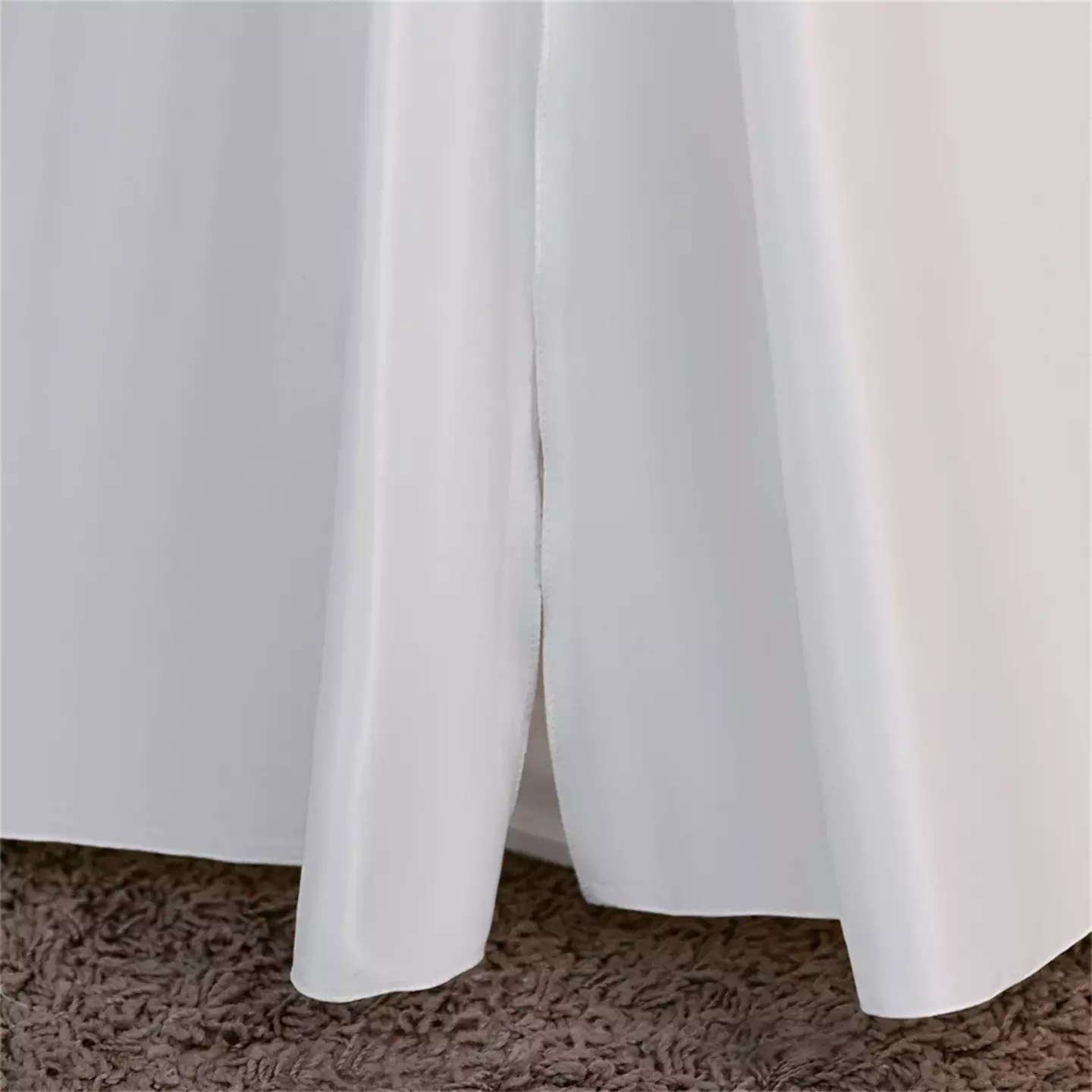 Zuleta White Satin Square Neck Lace-Up Back Tea Length Girls Party Dress