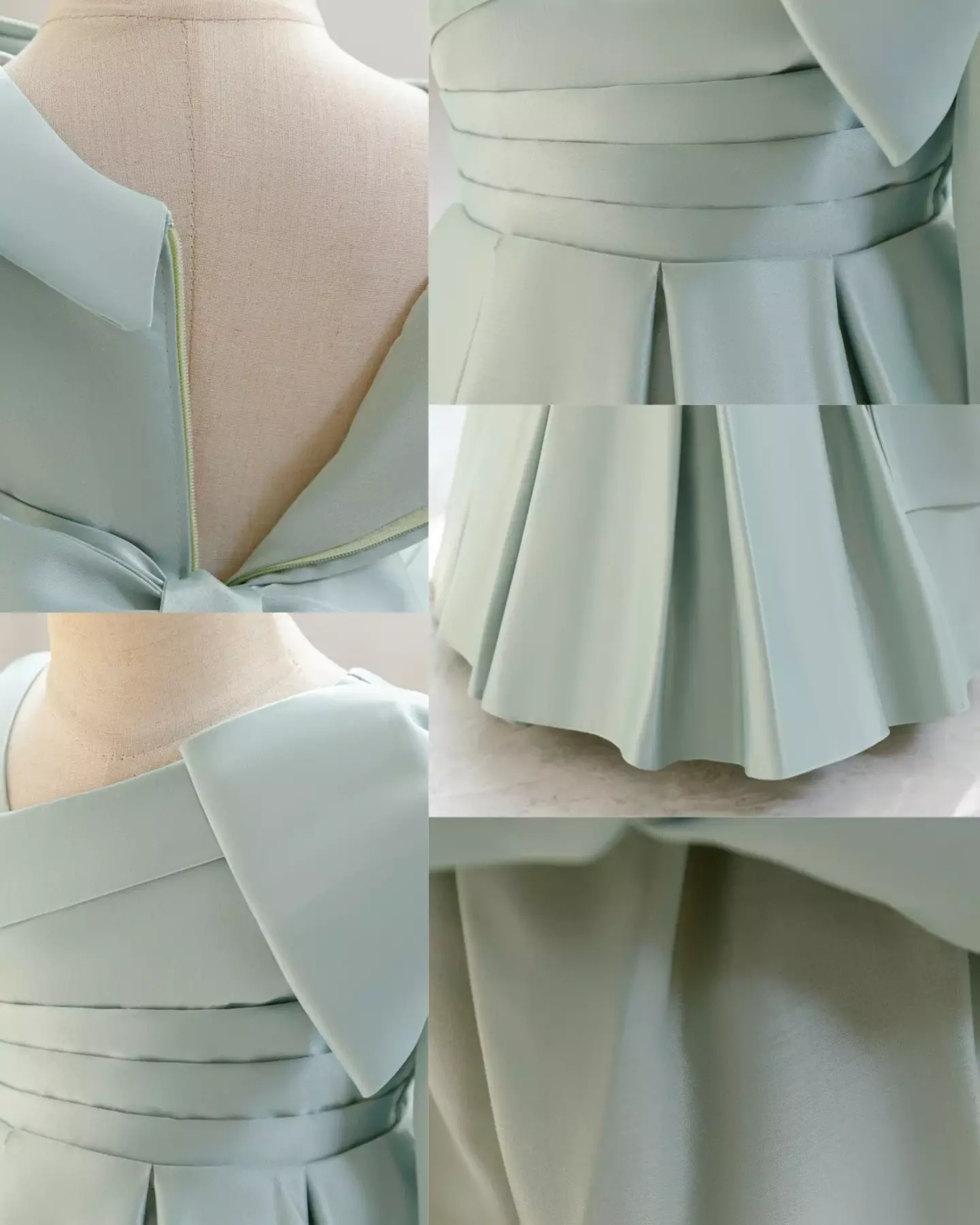 Leeseo II Sage Green Satin One Shoulder Bow Tea Length Baby & Toddler Party Dress