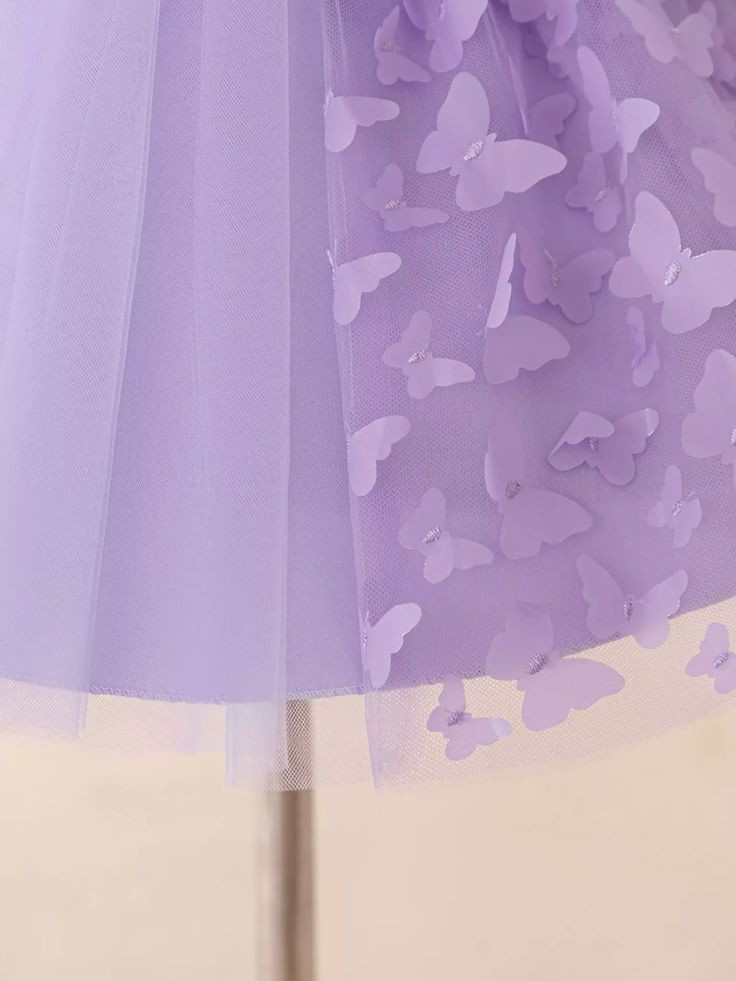 Leyre Lavender Butterfly Tulle Flower Sleeve Tea Length Baby & Toddler Party Dress