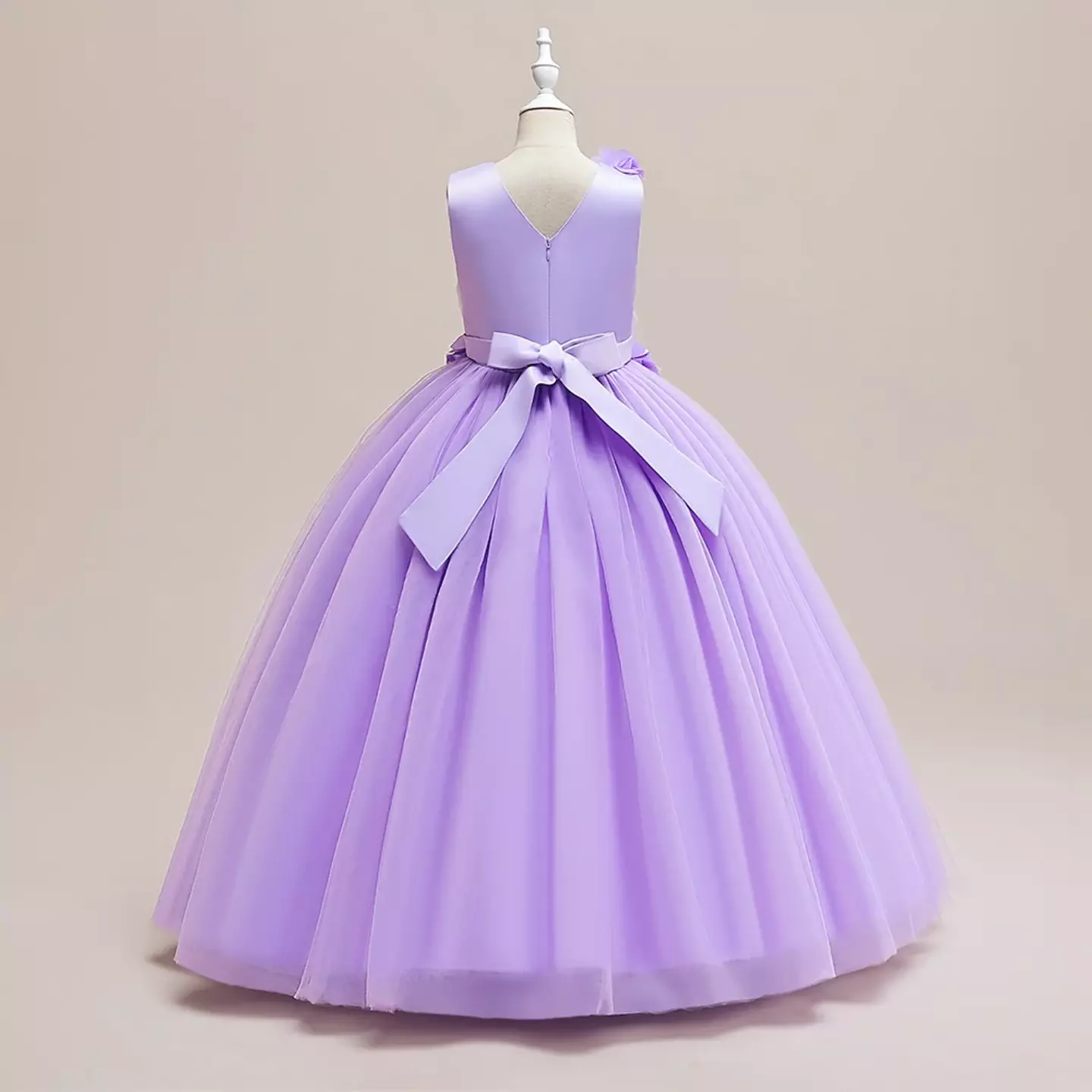Riera Lavender Flower and Butterfly Tulle Tea Length Girls Party Dress