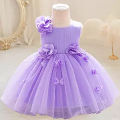 Riera II Lavender Flower Tulle Tea Length Baby & Toddler Party Dress