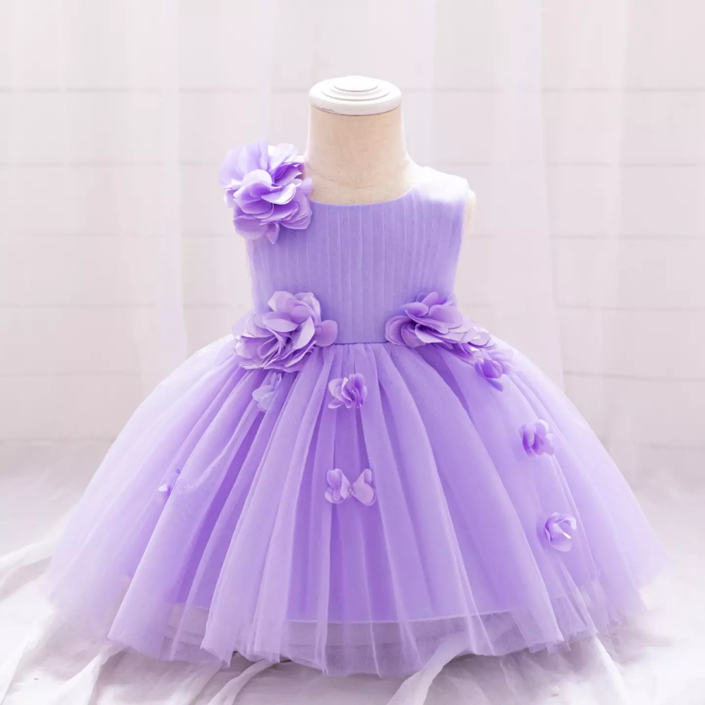 Riera II Lavender Flower Tulle Tea Length Baby & Toddler Party Dress