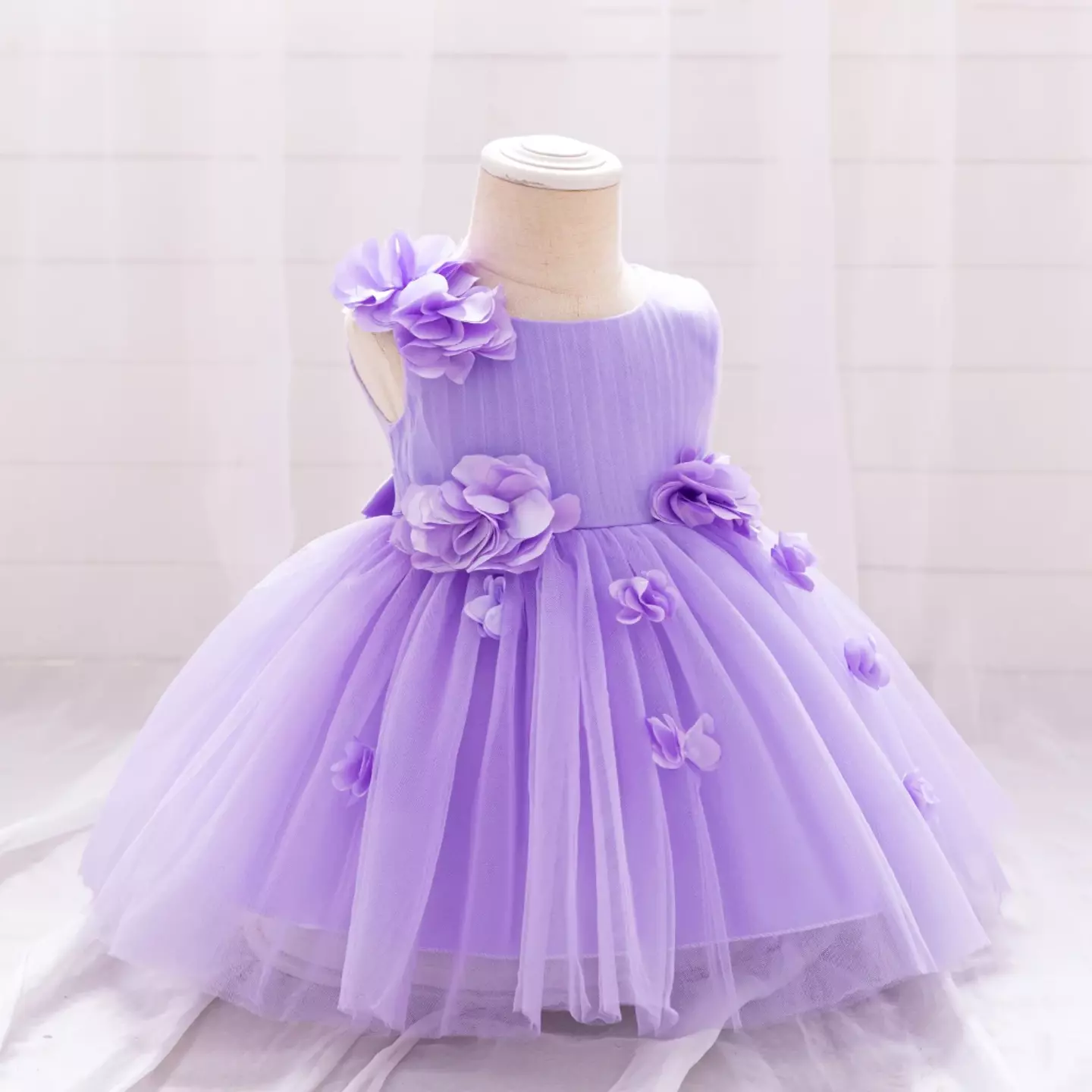 Riera II Lavender Flower Tulle Tea Length Baby & Toddler Party Dress