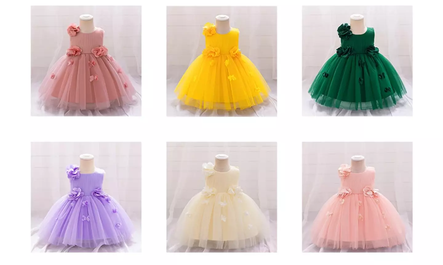 Riera II Dusty Pink Flower Tulle Tea Length Baby & Toddler Party Dress