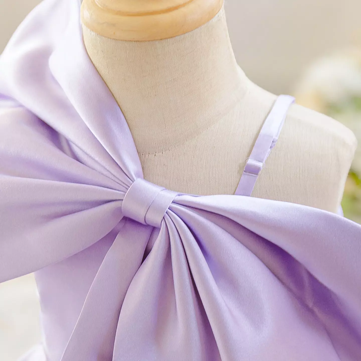 Suh Lavender Satin Big Bow Tea Length Baby & Toddler Party Dress