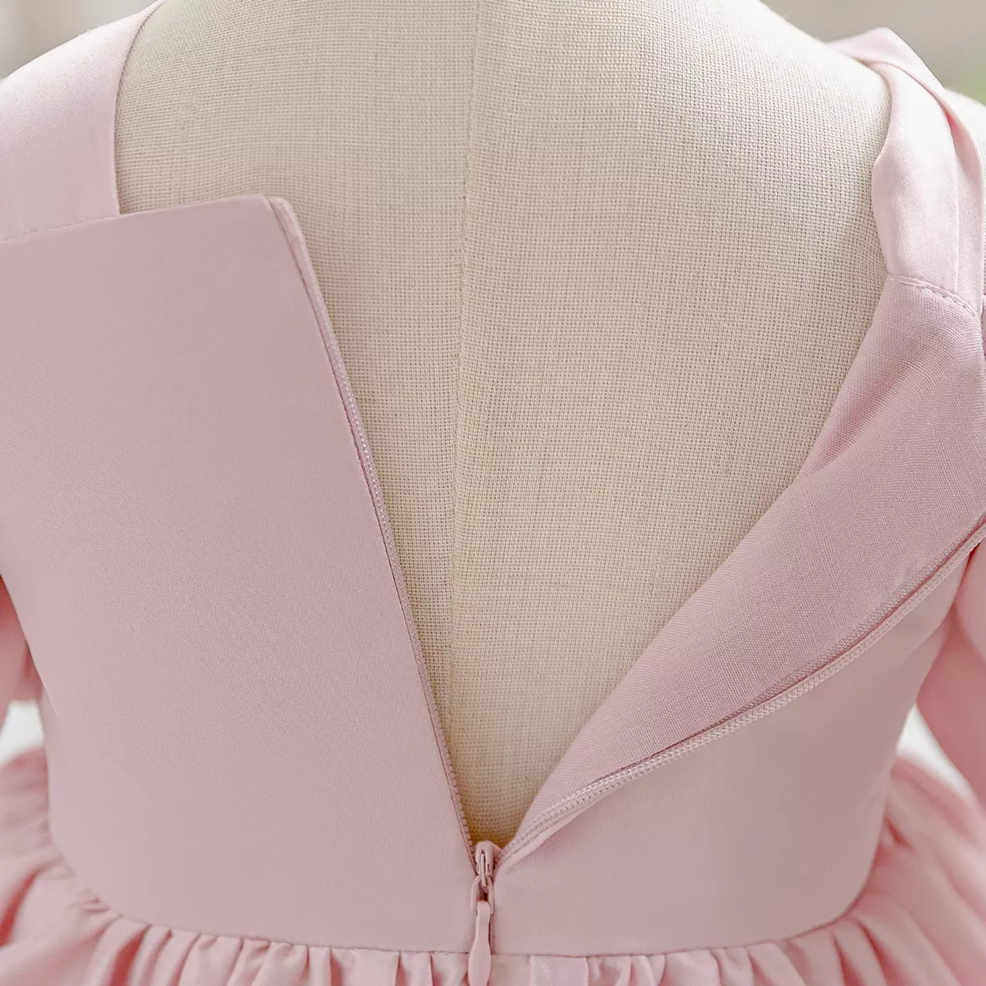 Dalma Dusty Pink Satin Bow Puff Sleeve Tea Length Baby & Toddler Party Dress