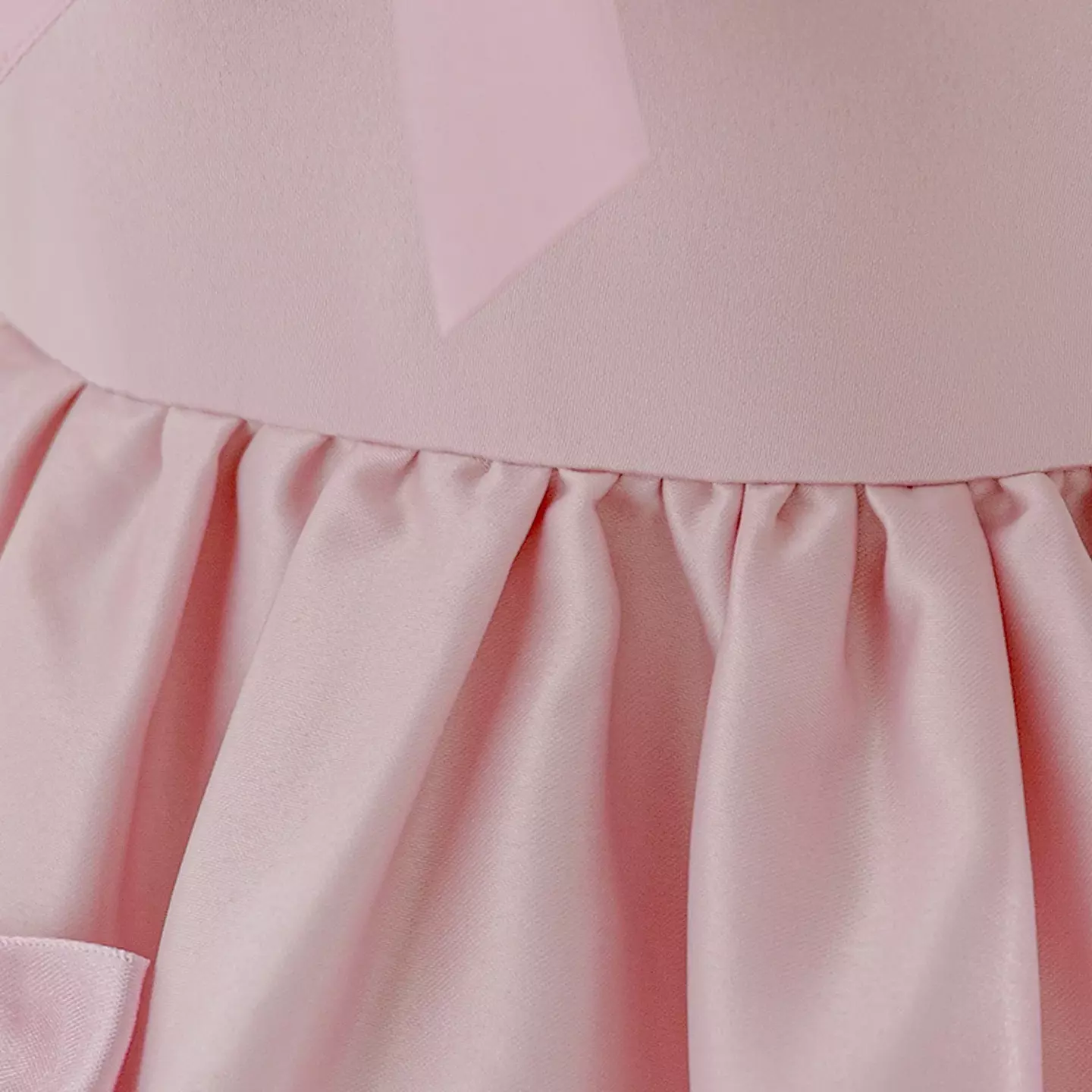Dalma Dusty Pink Satin Bow Puff Sleeve Tea Length Baby & Toddler Party Dress