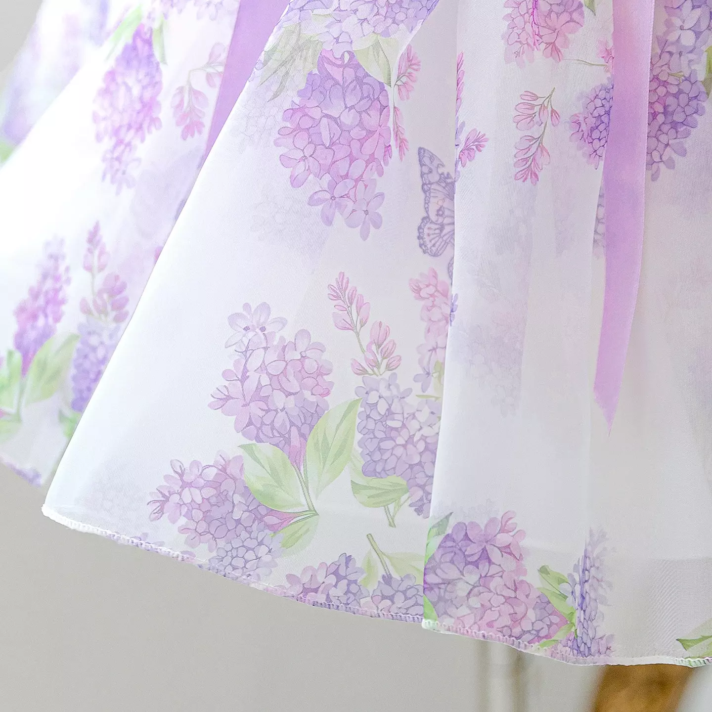 Pegula Lavender Lilac Print Puff Sleeve Tea Length Baby & Toddler Party Dress