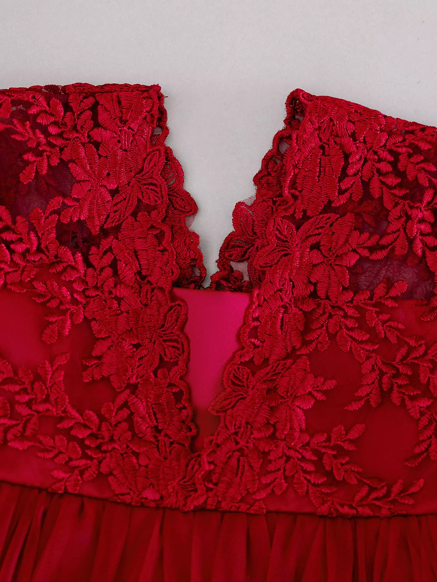 Mia Maroon Lace Bow Tulle Tea Length Baby Party Dress with Matching Bonnet