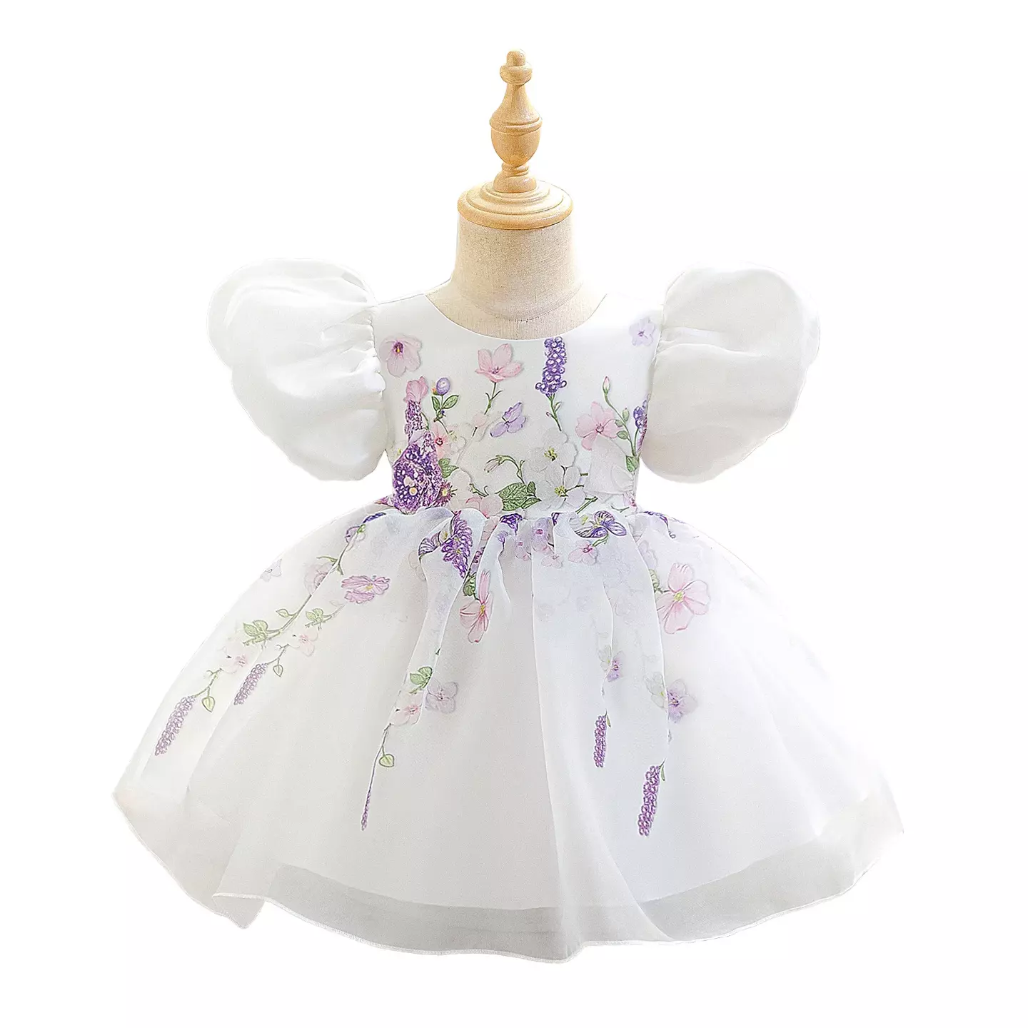 Badosa II White Floral Print Puff Sleeve Tea Length Baby & Toddler Party Dress