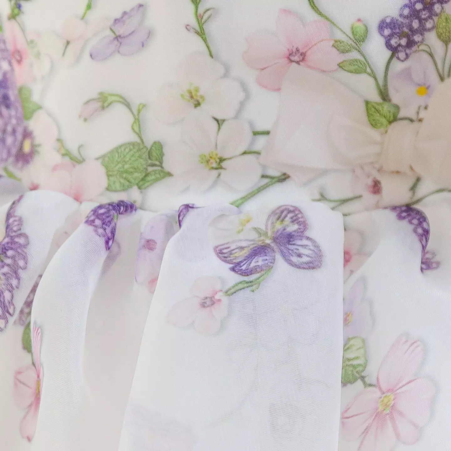 Badosa II White Floral Print Puff Sleeve Tea Length Baby & Toddler Party Dress