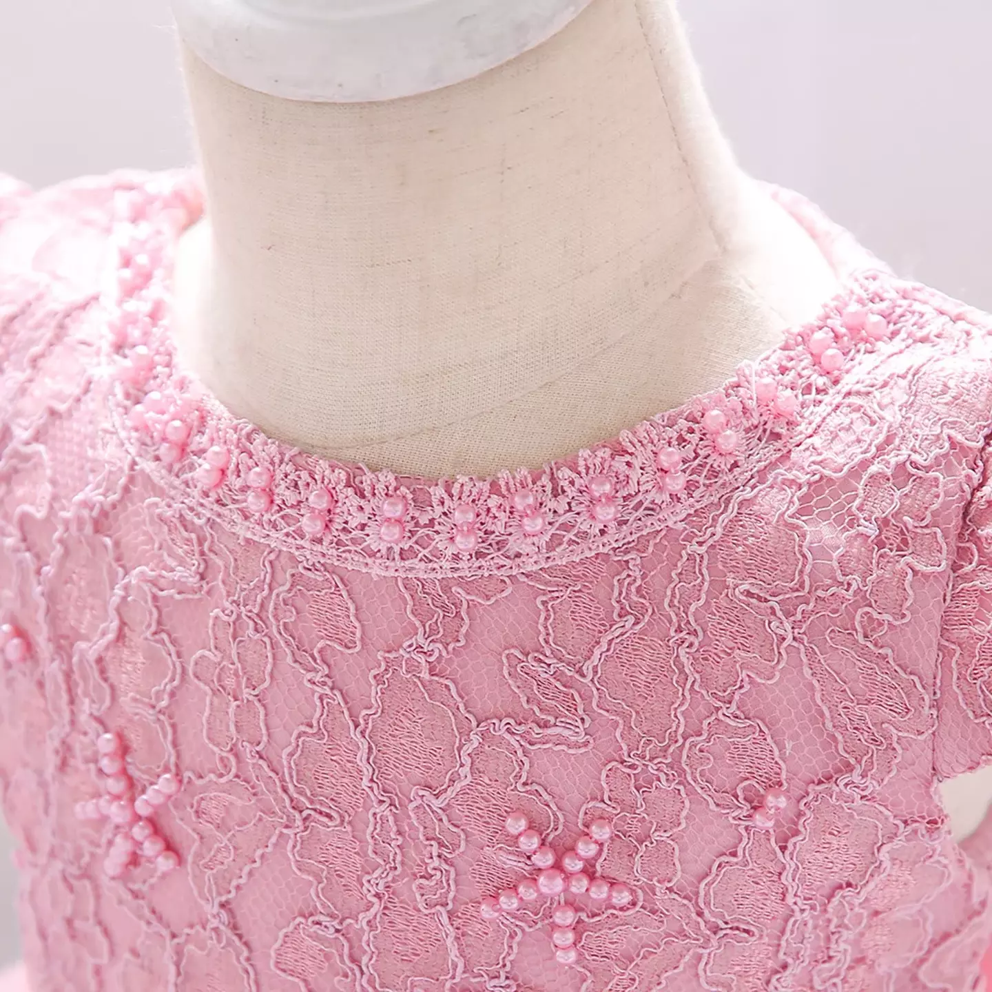 Sierra Dusty Pink Lace Cap Sleeve Tulle Tea Length Baby Party Dress