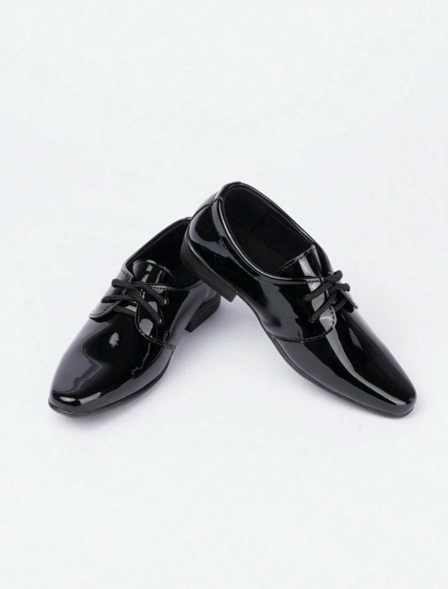 Children Boy Pointed Toe Oxford Shoes Extra Glossy (Black)