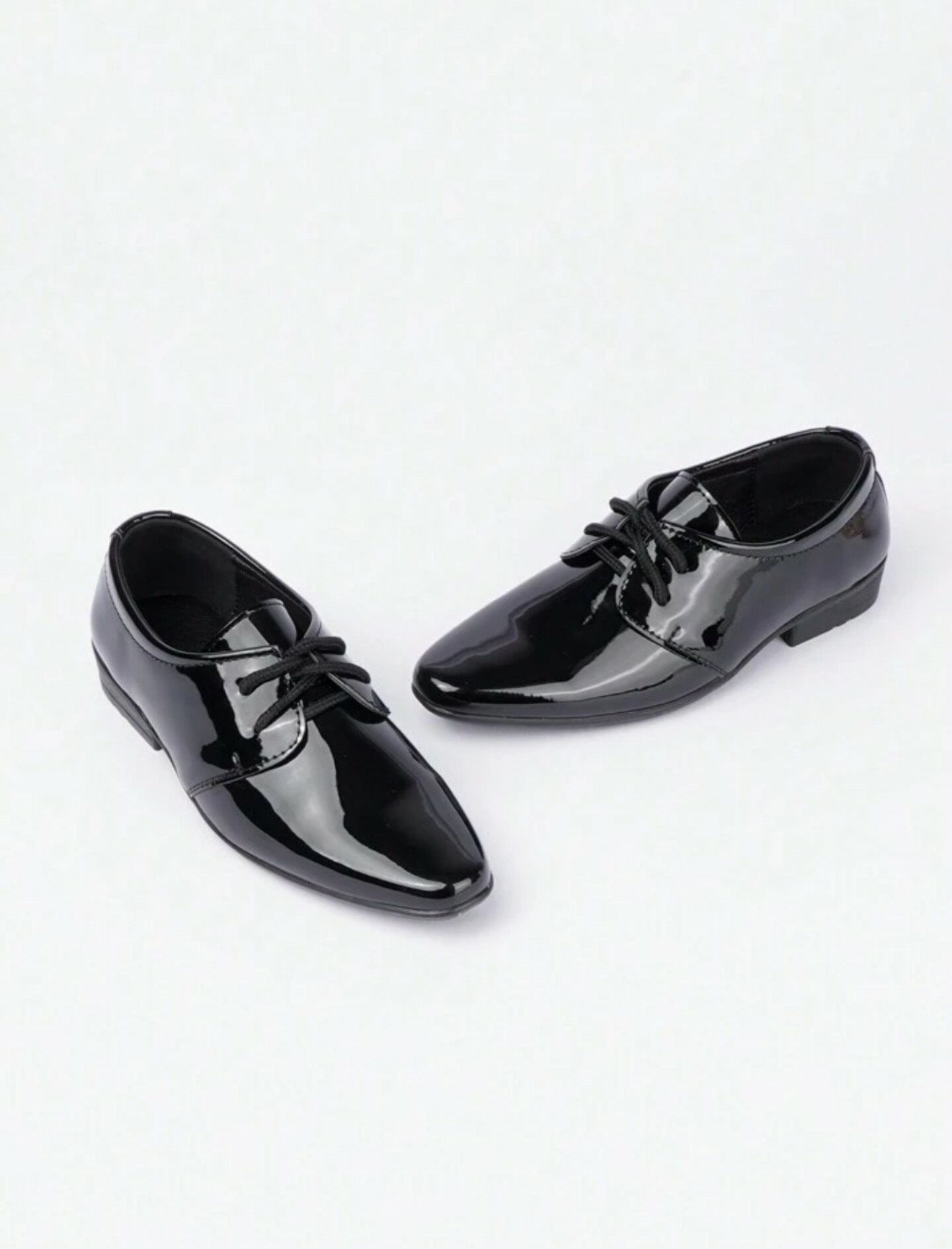 Children Boy Pointed Toe Oxford Shoes Extra Glossy (Black)